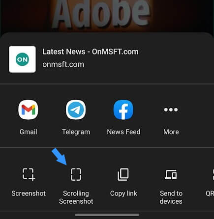 scrolling screenshot edge mobile