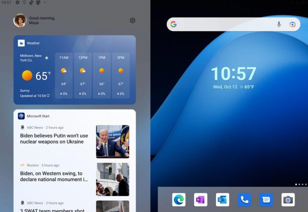 Surface Duo - Android 12L Home view