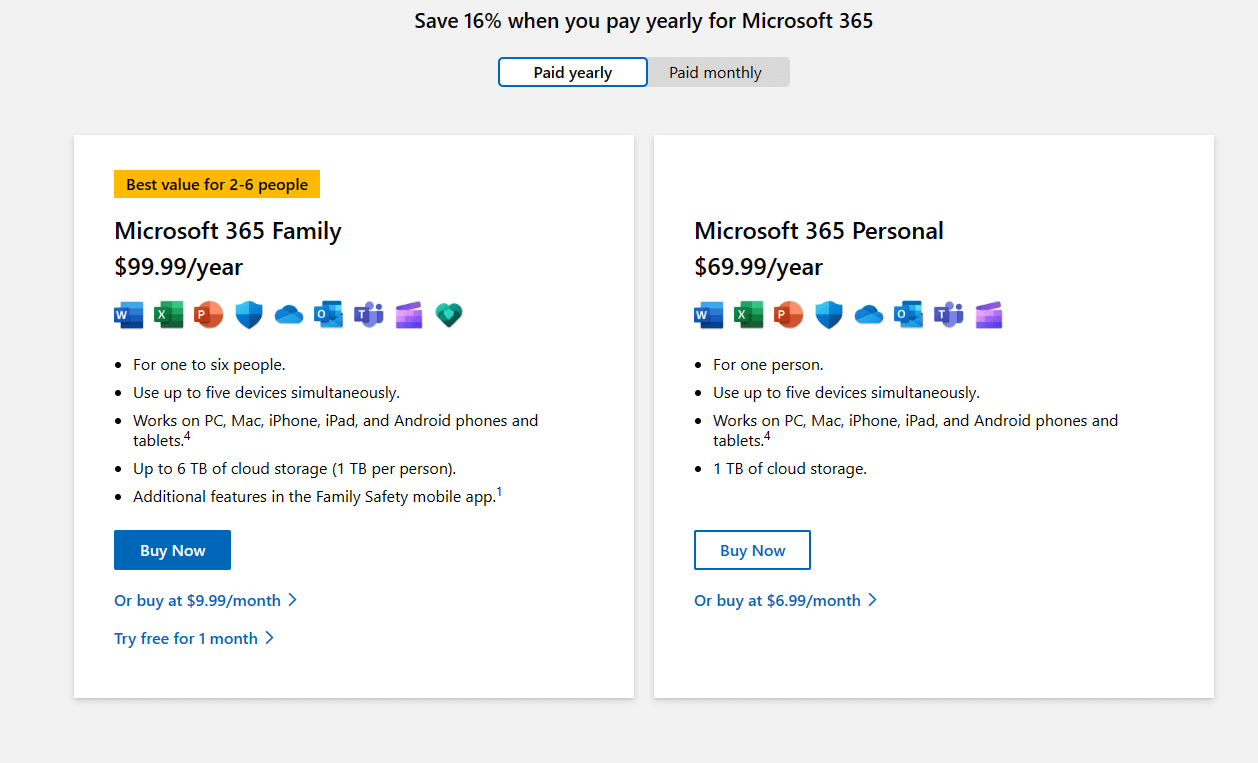 Microsoft 365 app pricing