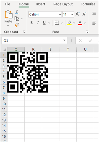 Screenshot showing the QR code added to the worksheet.