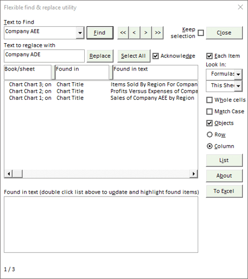 Screenshot showing where all instances of the specified text string occurs.