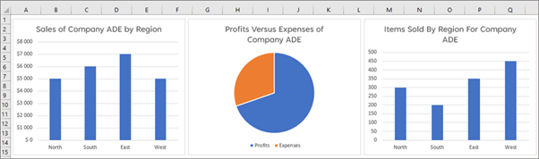 Screenshot showing all the charts with the correct company name.