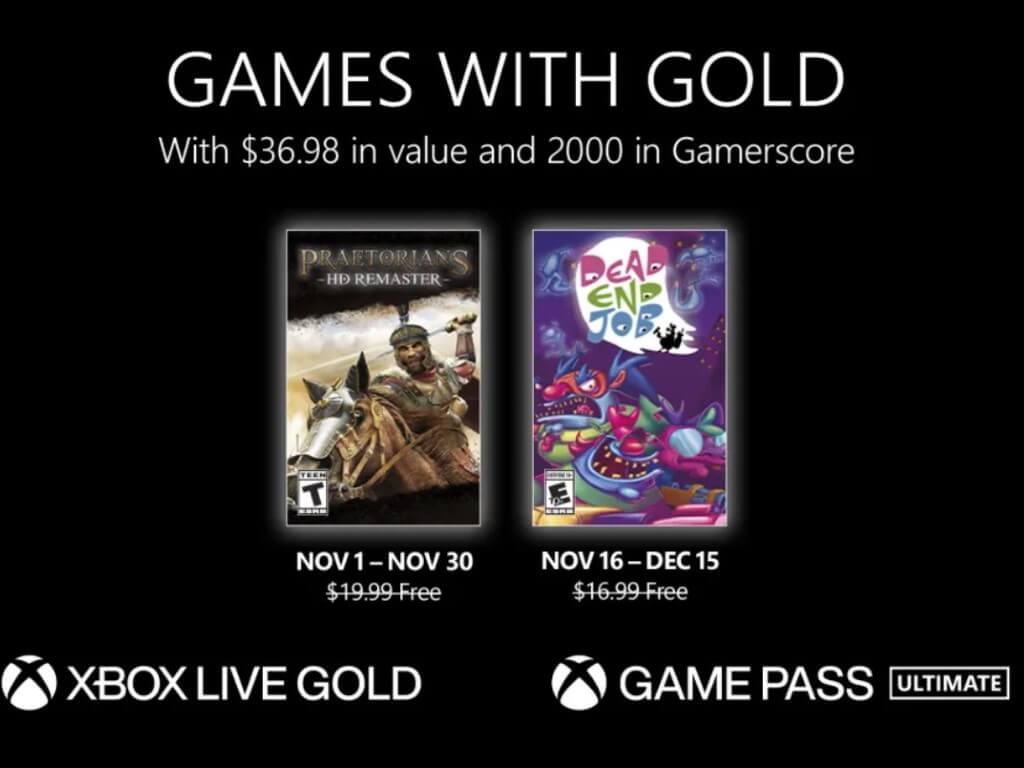 New Games with Gold November 2022 unveiled - OnMSFT.com - October 28, 2022