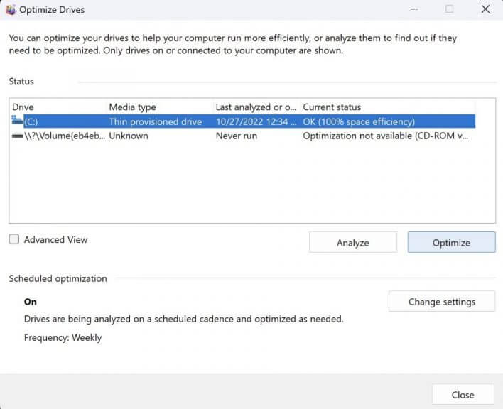 optimize disks