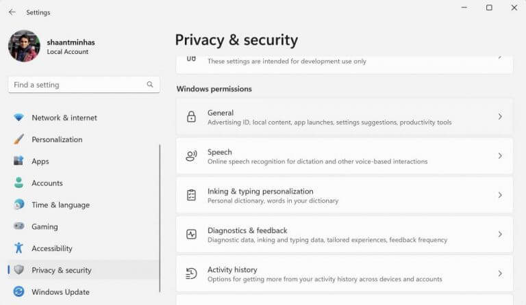 privacy and security settings