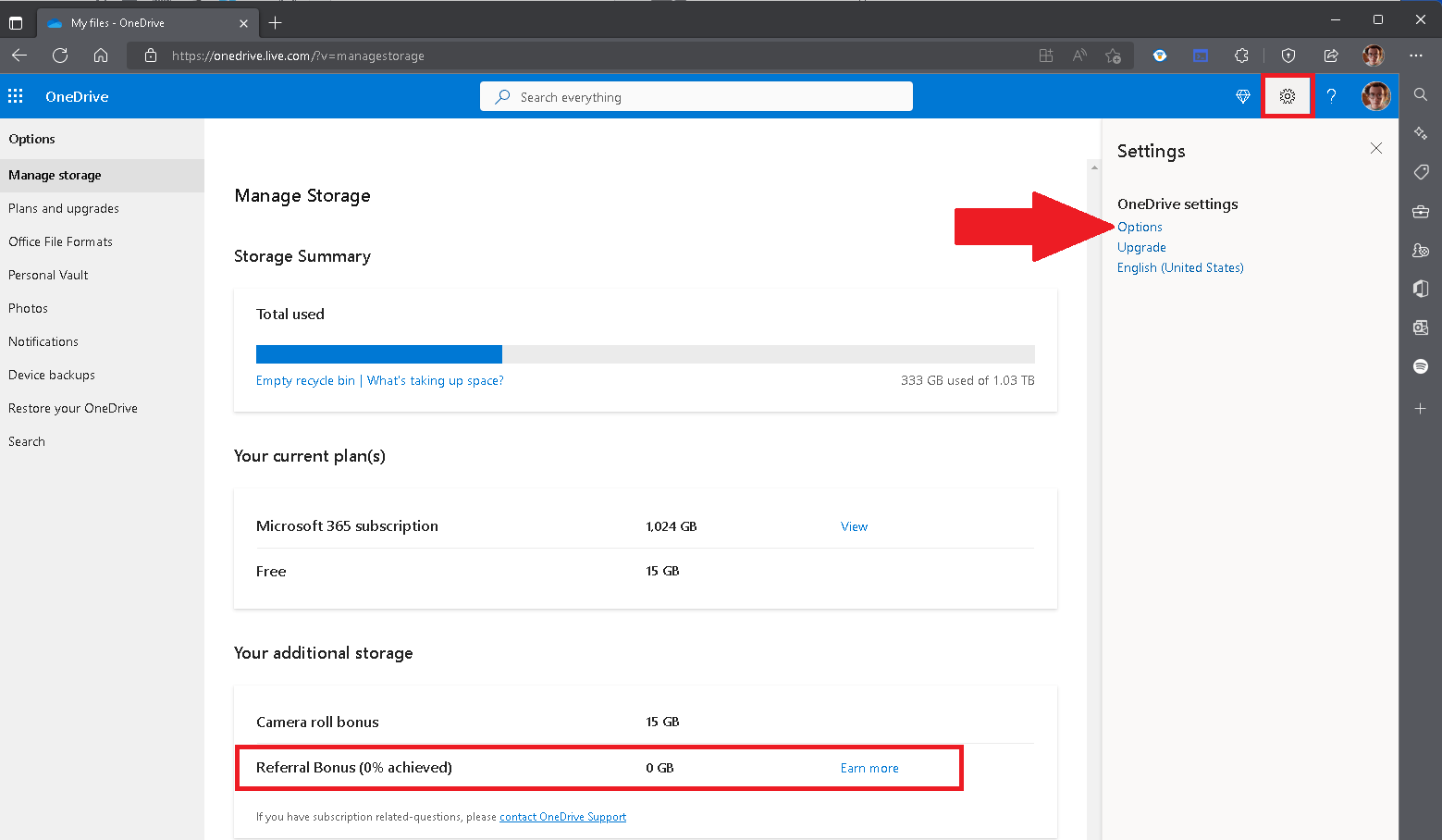 onedrive storage