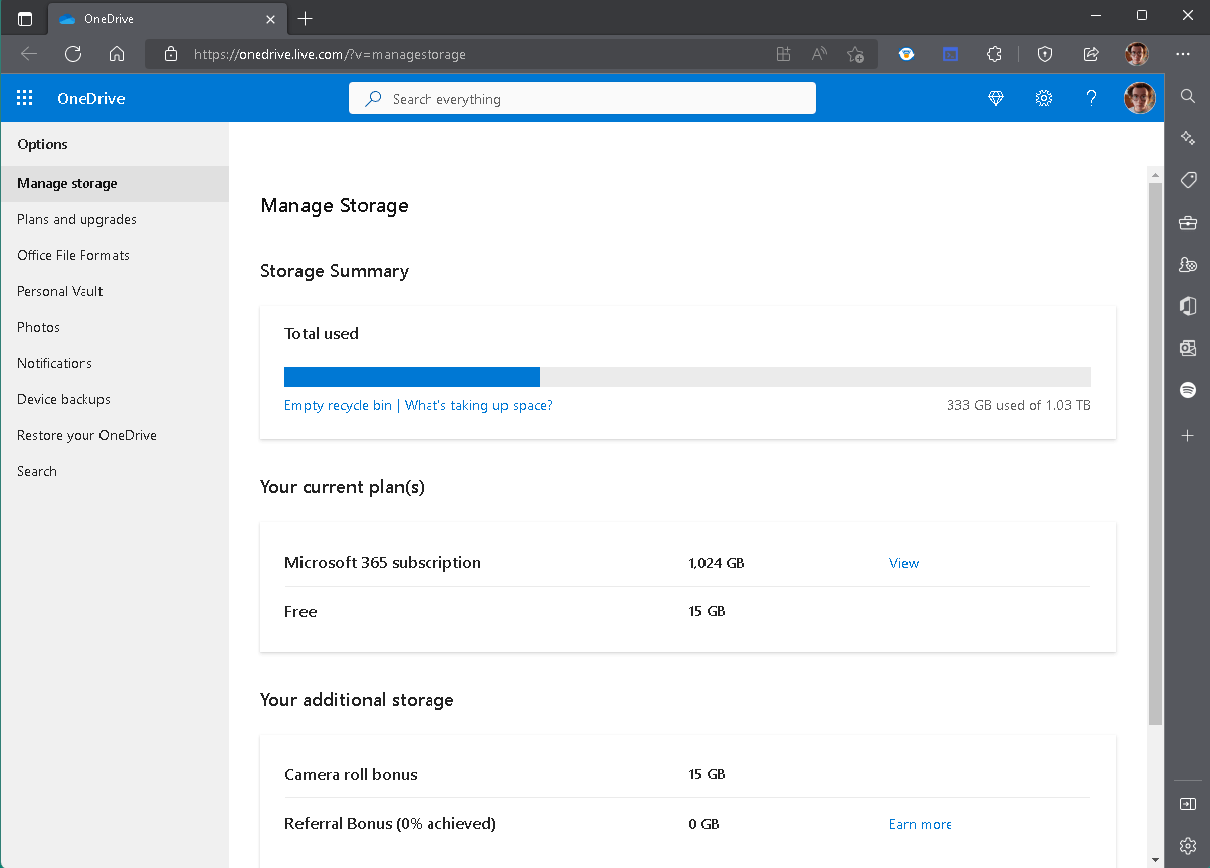 onedrive storage