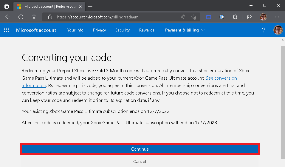 Comment utiliser une carte-cadeau ou un code pour Xbox Game Pass Ultimate et Microsoft 365 - OnMSFT.com - 8 décembre 2022