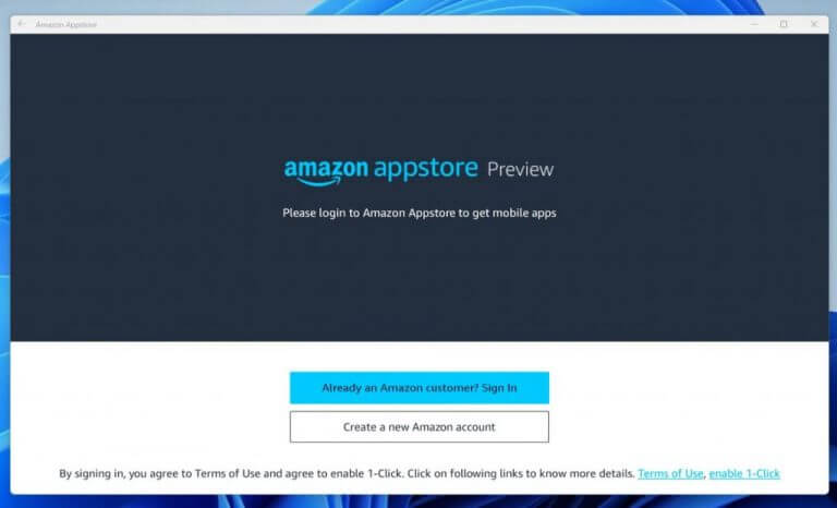 Login Amazon app store