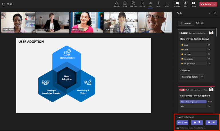 Instant polls in Teams