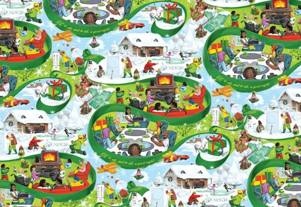 Xbox 2022 Christmas Wrapping Paper. Image Credit: Microsoft