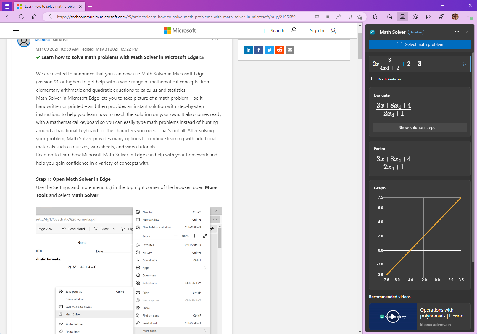 microsoft math solver