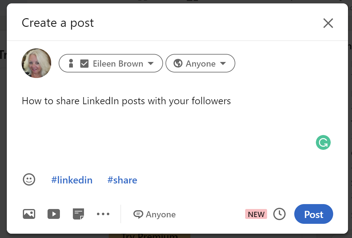 sharing linkedin posts with followers post screen eileen brown onmsft