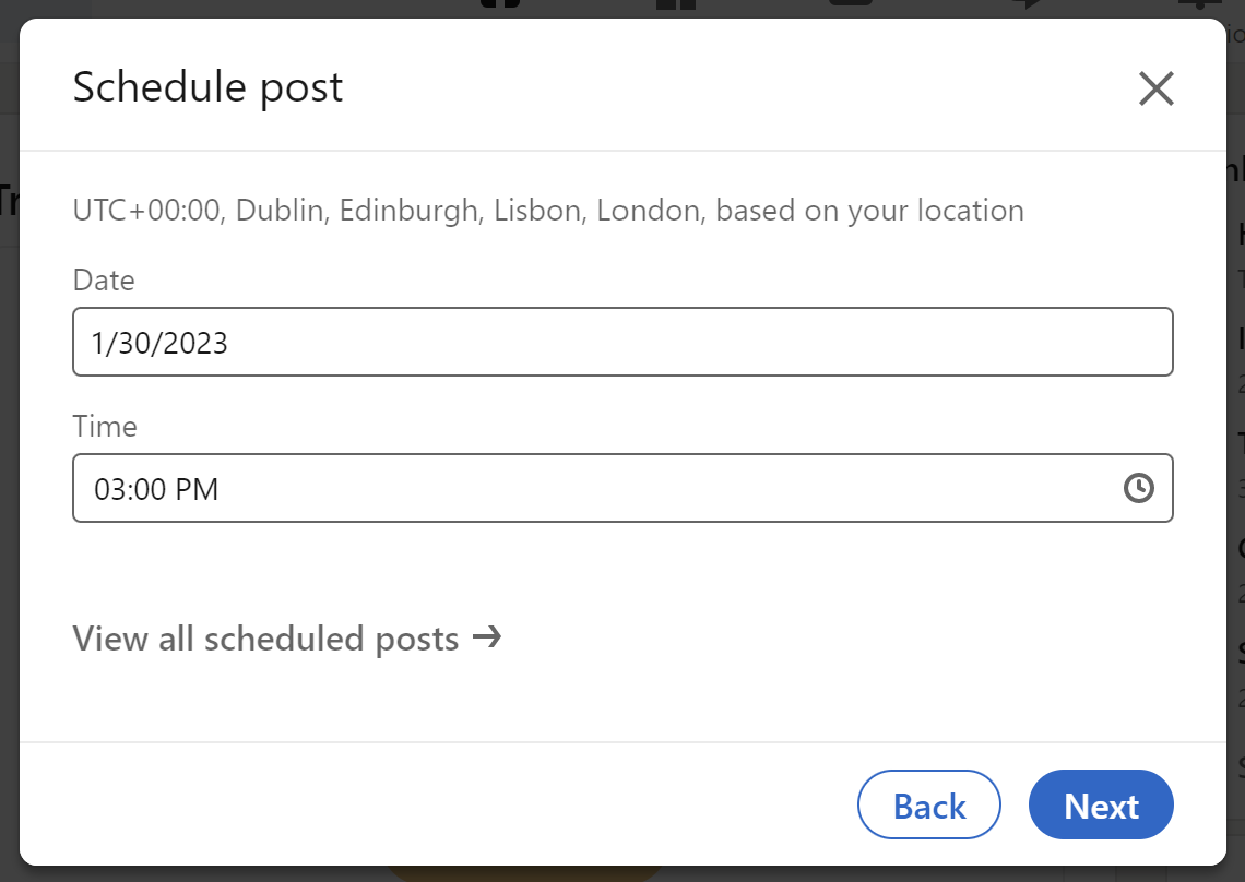 sharing linkedin posts with followers schedule post screen eileen brown onmsft