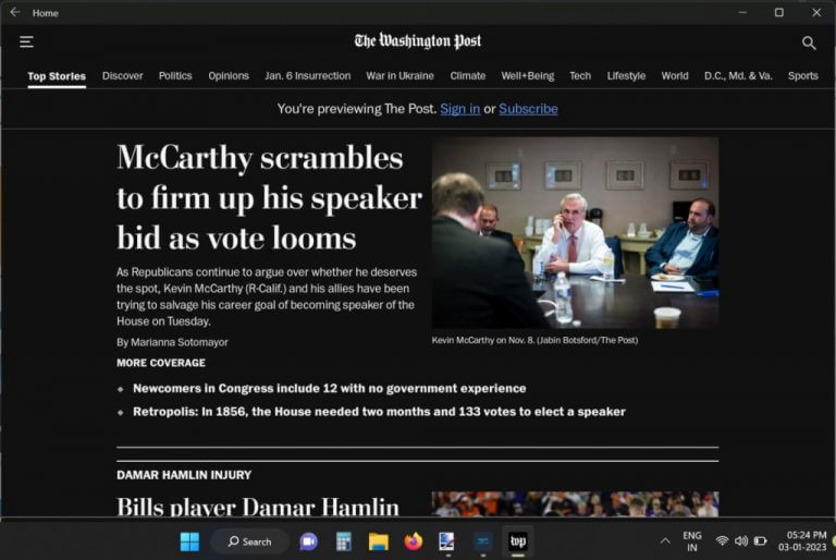 Washington post Android app