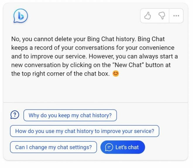 bing chat history