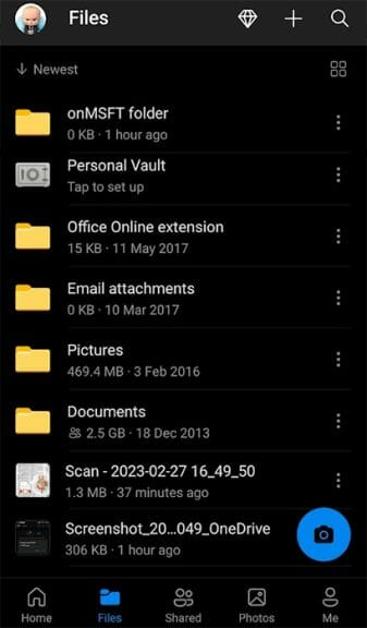 setup onedrive on android