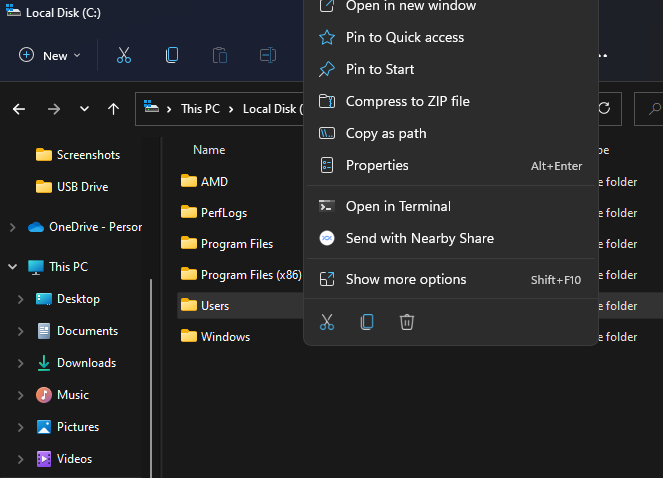 restore original location for folders in Windows