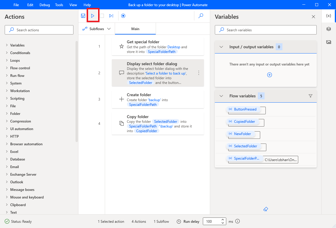 power automate desktop flow