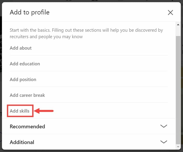add skills to your LinkedIn profile