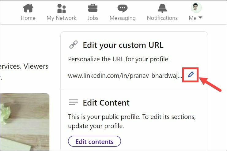 edit profile url