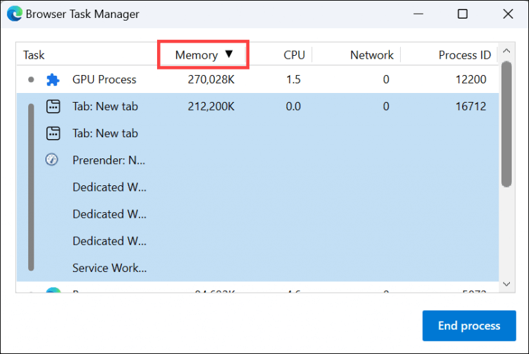 Sort processes