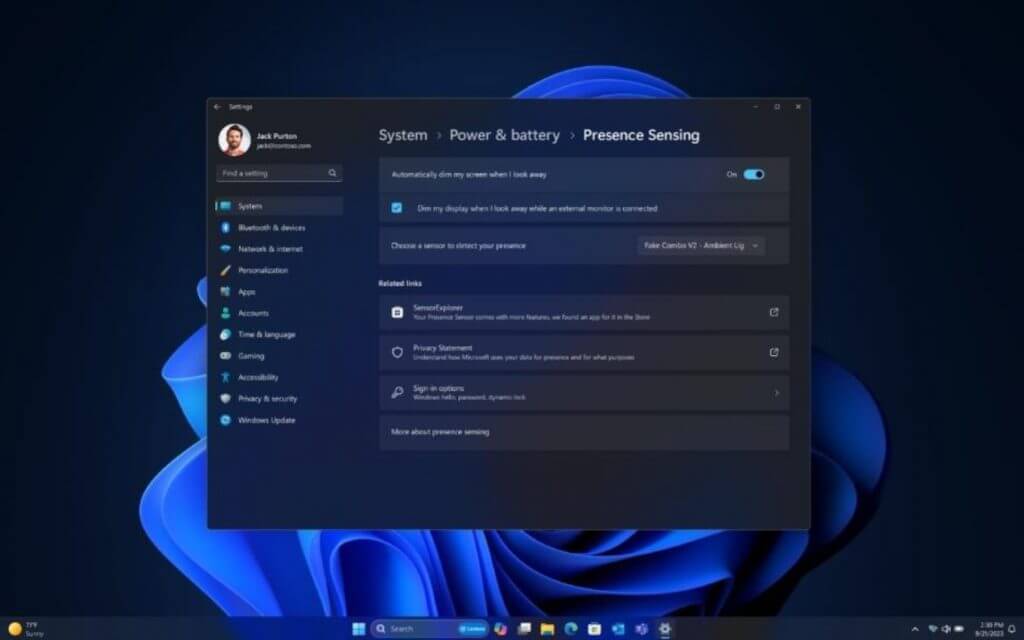Windows 11 Update 2023 Presence Sensing
