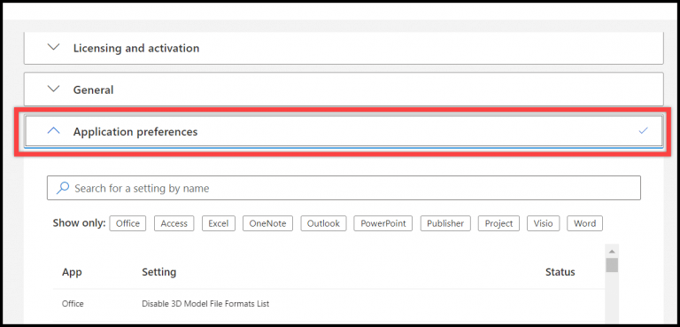 Application prefrence 1