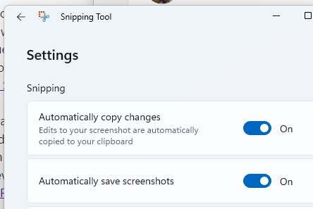 Snipping Tool Settings