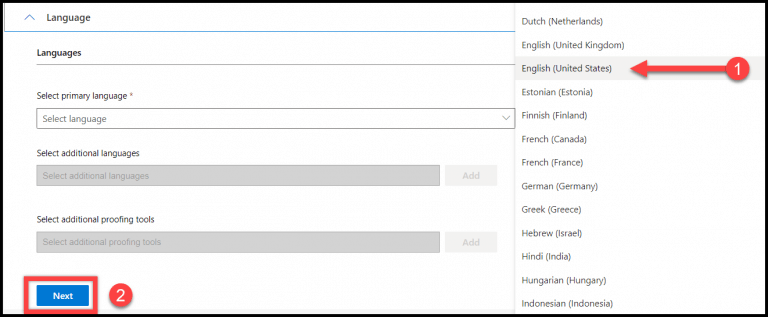 Select Language and Next 1