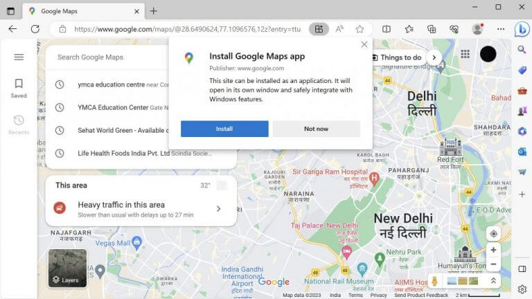 google maps on edge browser
