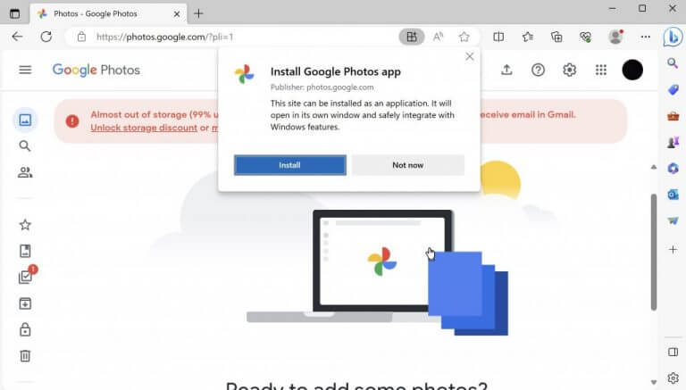 google photos on edge