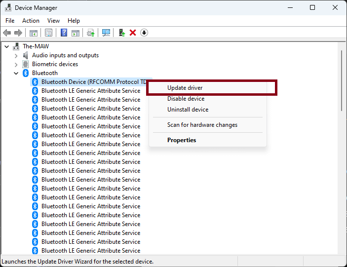 Bluetooth problems in windows